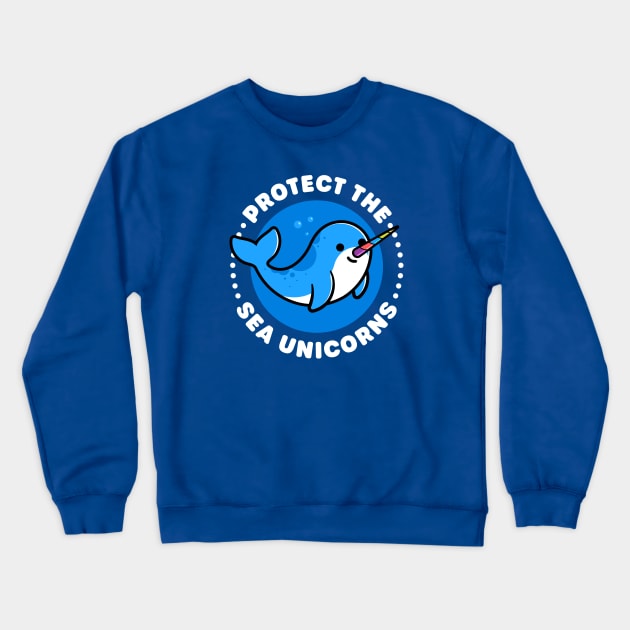 Protect the Sea Unicorns - Cute Narwhal Crewneck Sweatshirt by Gudland